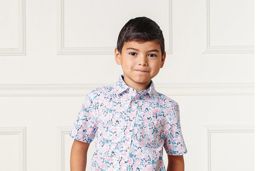 Boys Forest/Cream Cameron Mock Sleeve Tee by Me & Henry