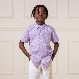Linen Short Sleeve Shirt with Side Vent - Baby