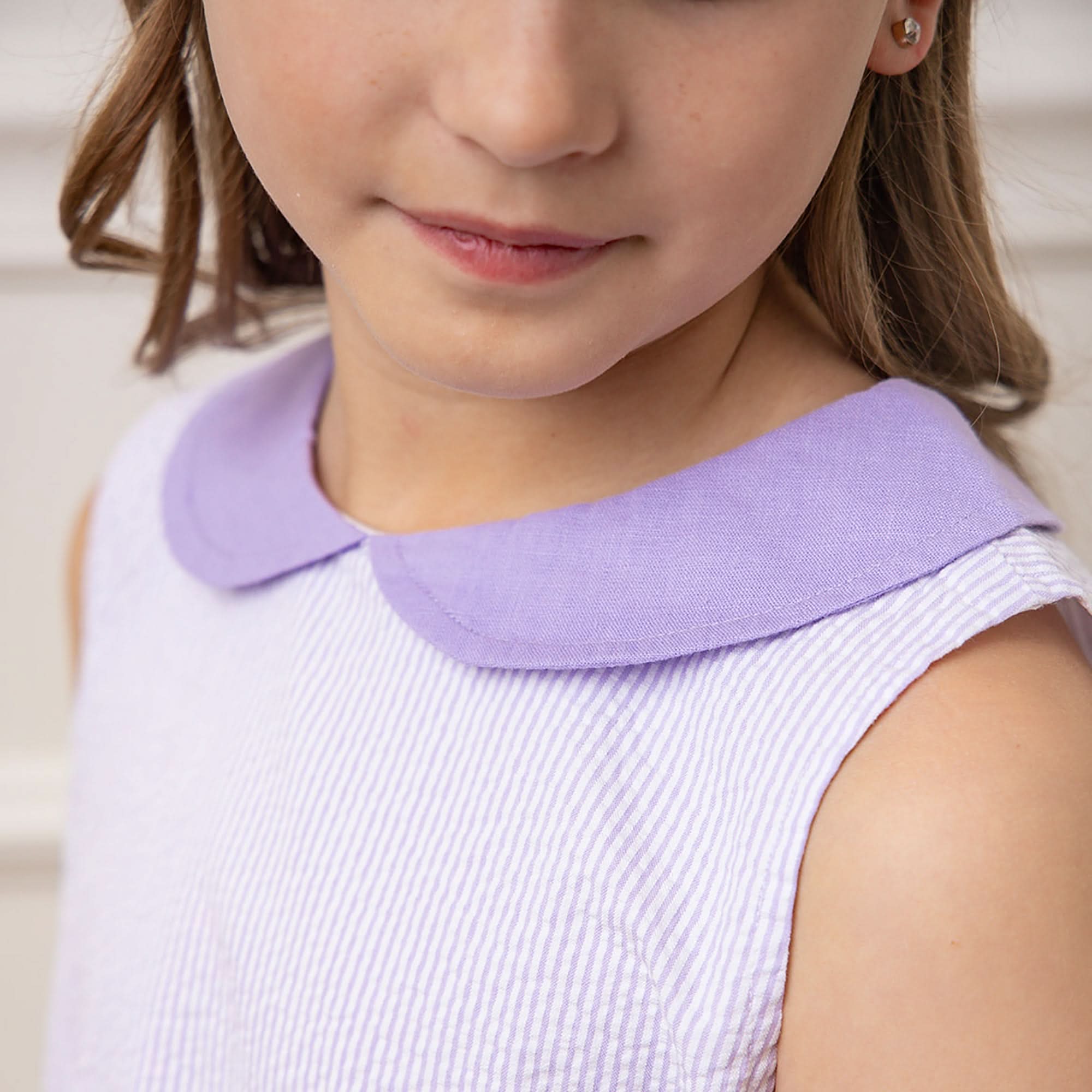 purple peter pan collar dress Bamboo Peter Pan Collar Dress in Gingham Thistle by Kyte Baby