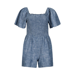 WOMENS Chambray Organic Smocked Chambray Romper