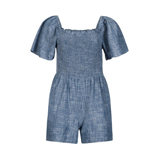 Organic Smocked Chambray Romper