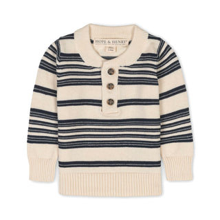 Organic Sweater Henley with Elbow Patches