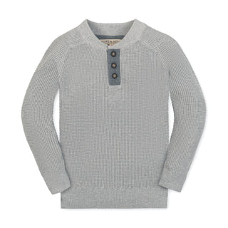 Organic Sweater Henley with Elbow Patches