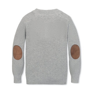 Organic Sweater Henley with Elbow Patches