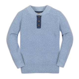 Organic Sweater Henley with Elbow Patches