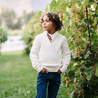 Organic Mock Neck Cable Sweater