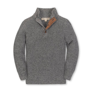 BOYS Salt and Pepper Organic Mock Neck Sweater