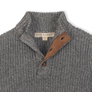BOYS Salt and Pepper Organic Mock Neck Sweater