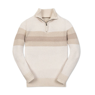 BOYS Natural Chevron Chest Stripe Organic Half Zip Sweater