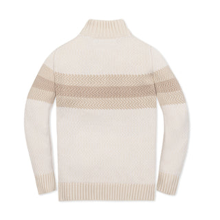 BOYS Natural Chevron Chest Stripe Organic Half Zip Sweater