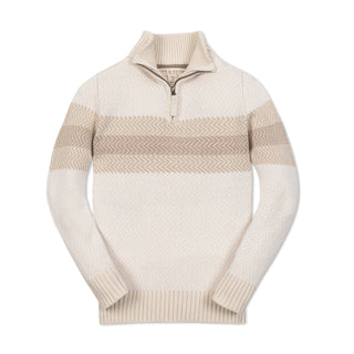 BOYS Natural Chevron Chest Stripe Organic Half Zip Sweater