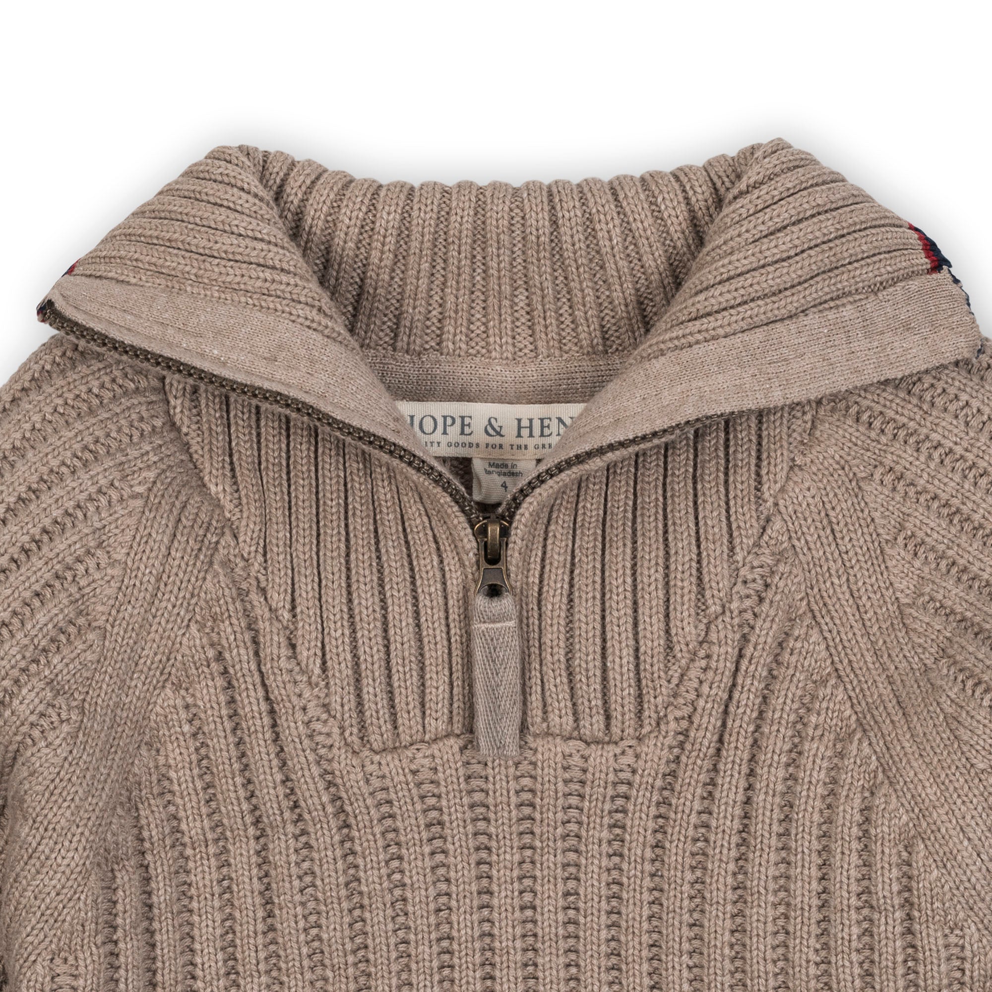 Hope & Henry Girls' Organic Half Zip Raglan Sweater Dress, Taupe Heather, 4 Hope & Henry Girls' Organic Half Zip Raglan Sweater Dress, Taupe Heather, 4