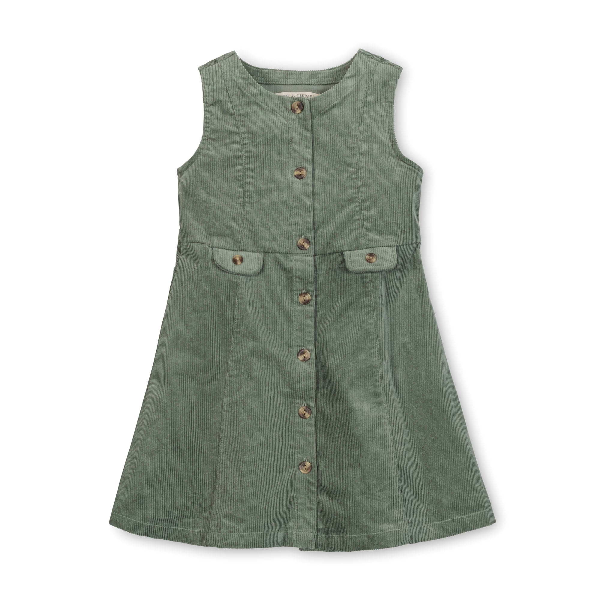 Hope & Henry Girls' Organic Corduroy Button Front Jumper, Sage, 7 Hope & Henry Girls' Organic Corduroy Button Front Jumper, Sage, 7
