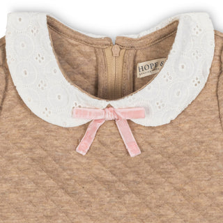 Quilted Dress with Eyelet Collar