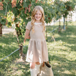 Quilted Dress with Eyelet Collar