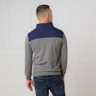 Organic French Terry Half Zip with Quilted Yoke