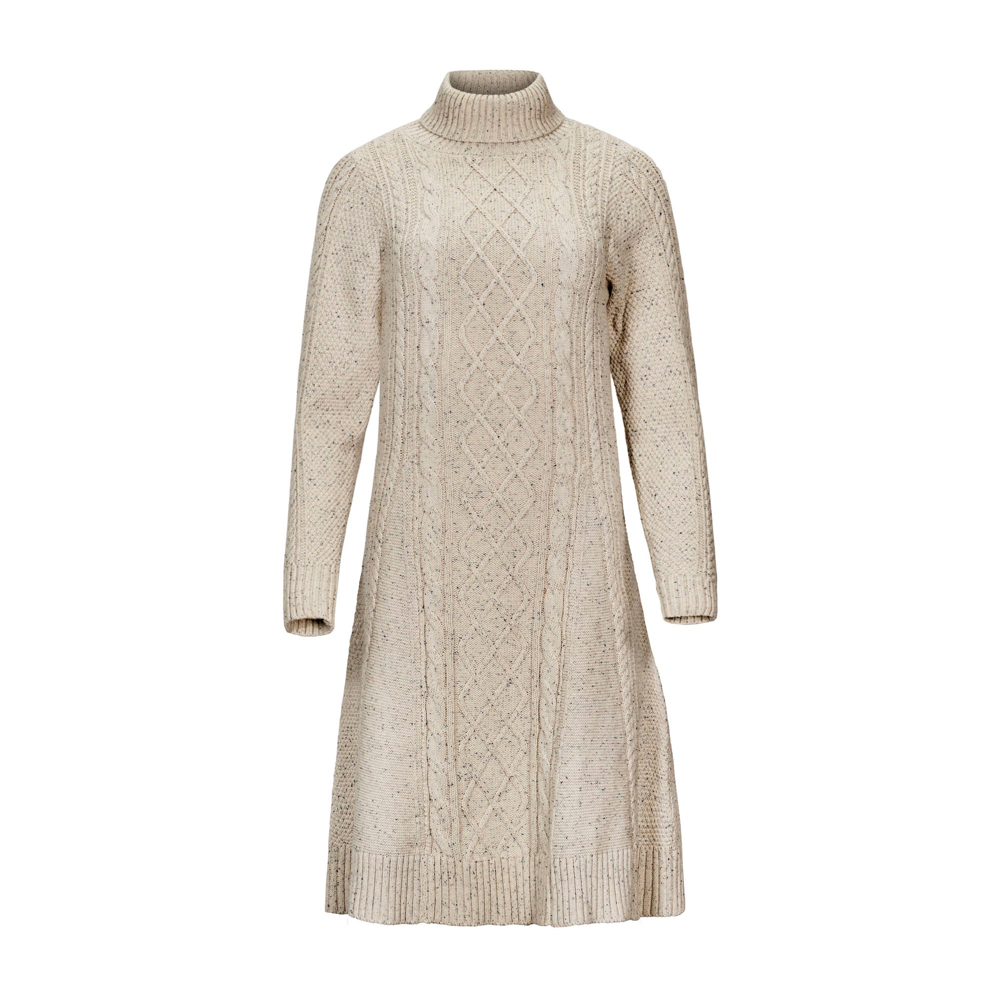 Hope & Henry Women's Organic Long Sleeve Turtleneck Cable Sweater Dress - Natural Fleck - 2 Hope & Henry Women's Organic Long Sleeve Turtleneck Cable Sweater Dress - Natural Fleck - 2