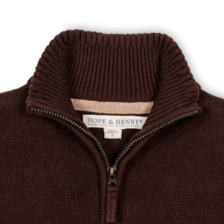 Organic Half Zip Sweater with Elbow Patches