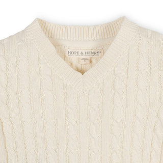 Organic V-Neck Cable Sweater