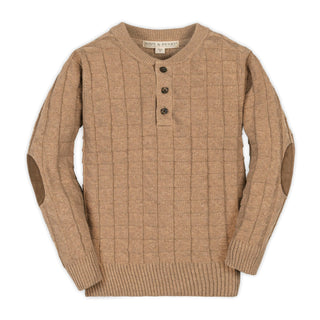 Organic Sweater Henley with Elbow Patches