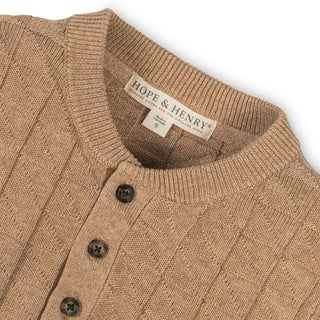 Organic Sweater Henley with Elbow Patches