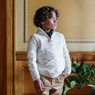 Organic Half Zip Cable Sweater