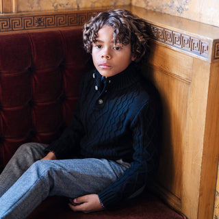 Organic Mock Neck Cable Sweater