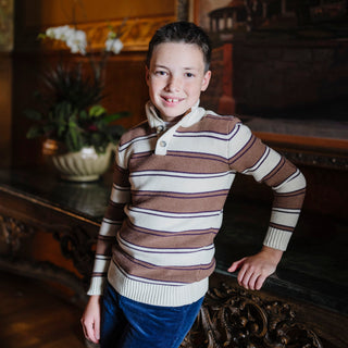 Organic Mock Neck Stripe Sweater