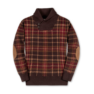 Organic Intarsia Shawl Collar Sweater