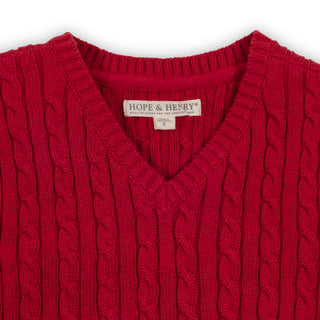 BOYS Red Cable Organic Cable Sweater Vest