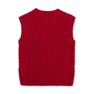BOYS Red Cable Organic Cable Sweater Vest