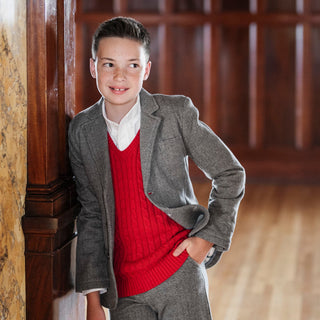 BOYS Red Cable Organic Cable Sweater Vest