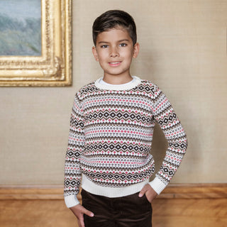 Organic Intarsia Crew Neck Sweater