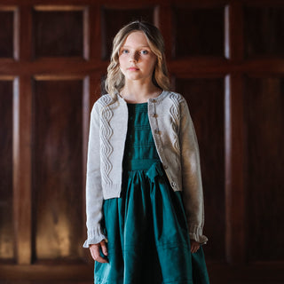 Organic Ruffle Cuff Cable Cardigan
