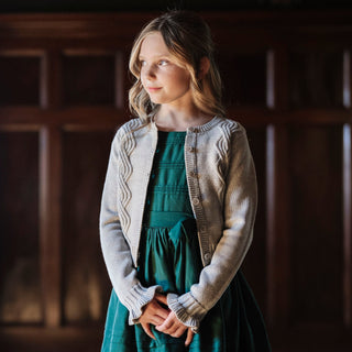 Organic Ruffle Cuff Cable Cardigan