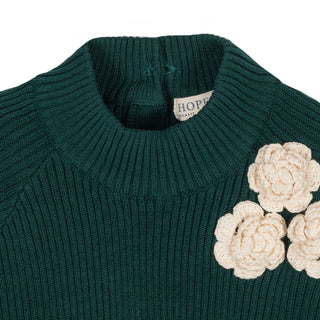 Organic Mock Neck Rosette Sweater