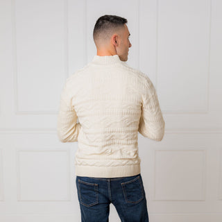 Organic Mock Neck Cable Sweater