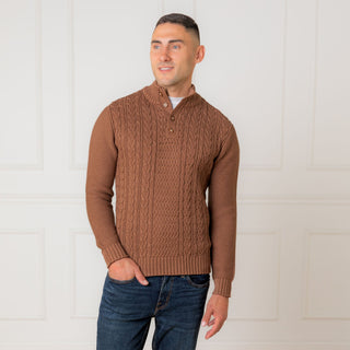 Organic Mock Neck Cable Sweater