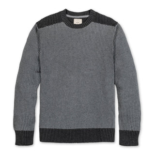 MENS Gray Heather Colorblock Organic Shoulder Detail Crew Neck Sweater