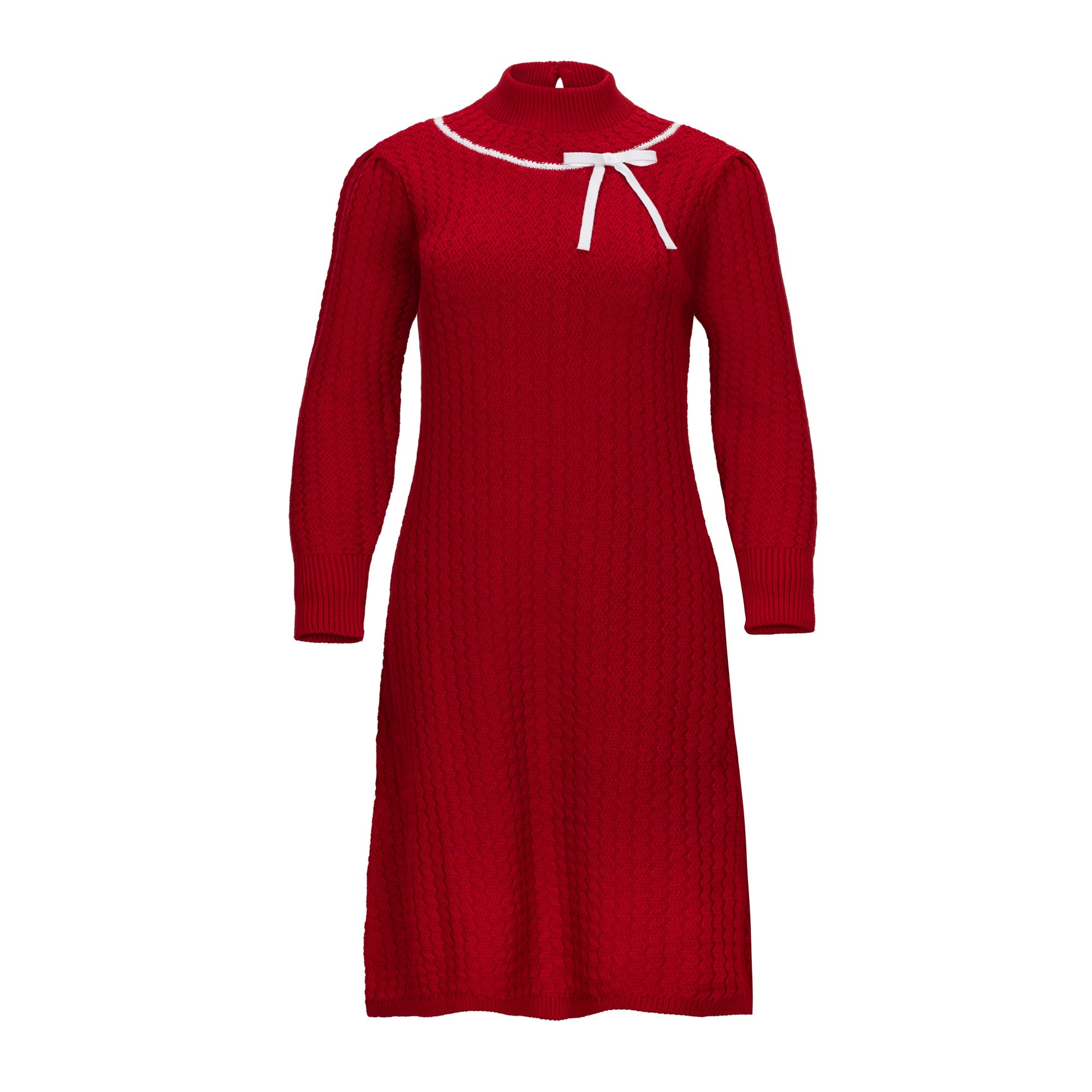 red mock neck sweater dress WTXUE Long Sleeve Dress, Ladies Autumn Winter Turtleneck Knitted Sweater Dress Long Sleeve Dress, Red Dresses for Women, Red M