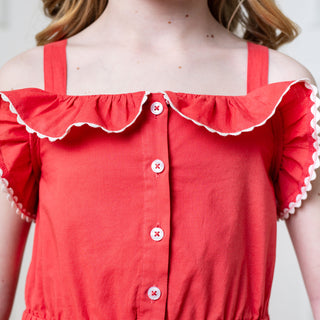 Organic Button Front Ruffle Sundress