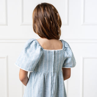 Flounce Sleeve Tiered Linen Dress