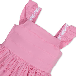 Organic Pleated Apron Dress with Embroidery