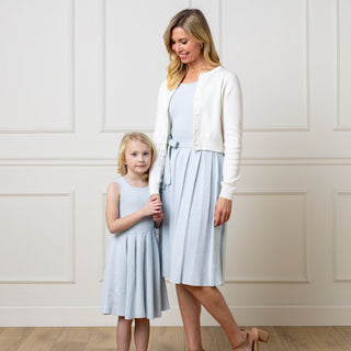 Hope & Henry - Girls Organic Pleated Sweater Dress - 7 / Light Blue Heather Hope & Henry - Girls Organic Pleated Sweater Dress - 7 / Light Blue Heather
