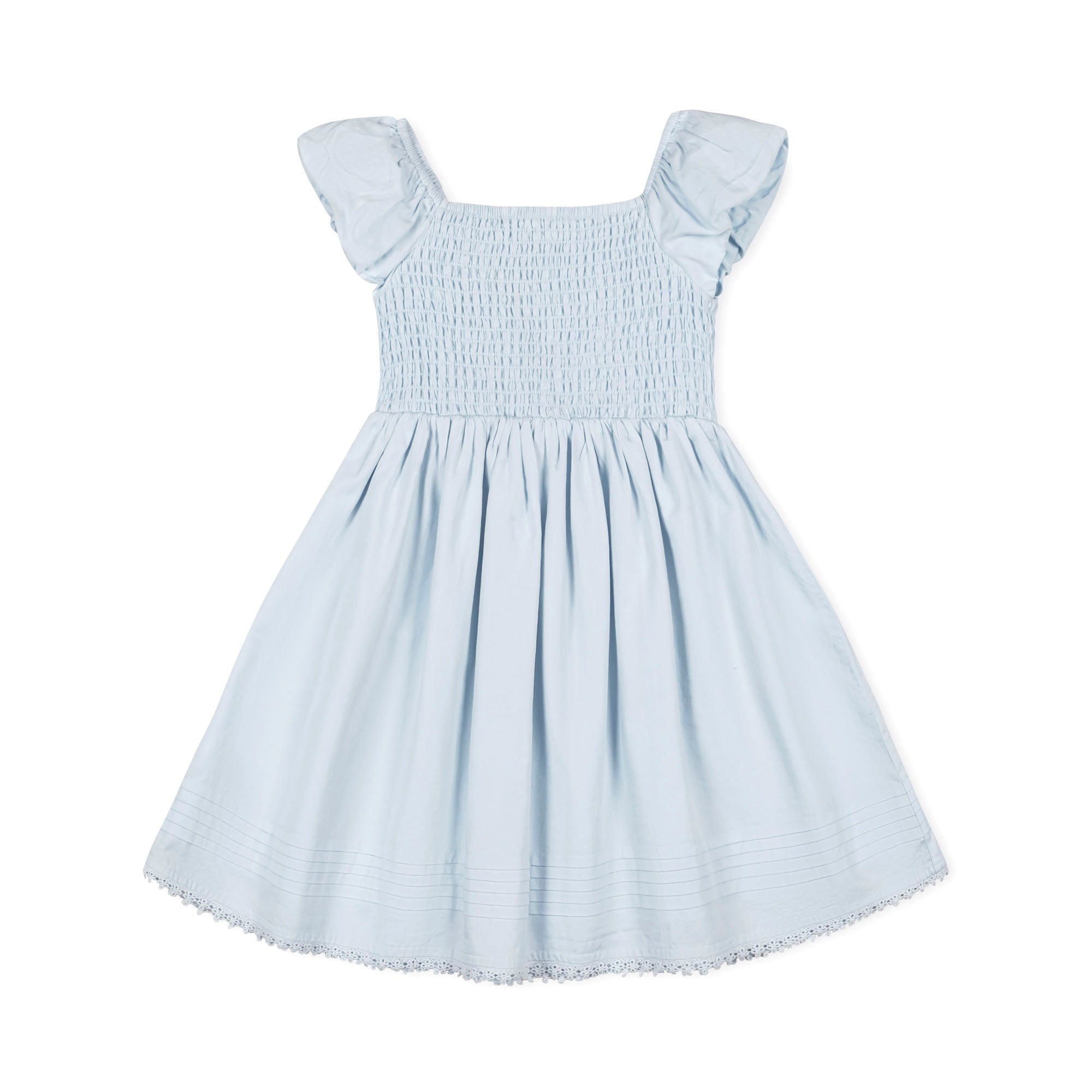 Hope & Henry Girls' Organic Sateen Cap Sleeve Special Occasion Smocked Flower Girl Dress, Airy Blue, 3 Hope & Henry Girls' Organic Sateen Cap Sleeve Special Occasion Smocked Flower Girl Dress, Airy Blue, 3