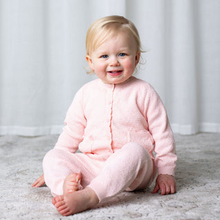 LAYETTE Pale Pink Seed Stitch Organic Cardigan and Legging Set