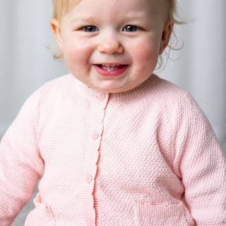 LAYETTE Pale Pink Seed Stitch Organic Cardigan and Legging Set