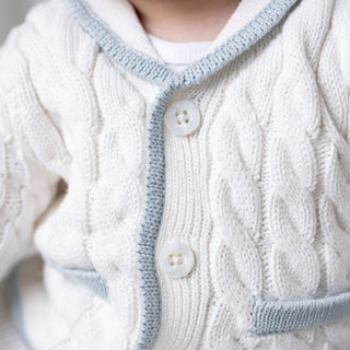 LAYETTE Soft White Cable Organic Cardigan and Legging Set