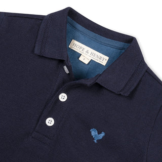 BOYS Navy Organic Pique Polo