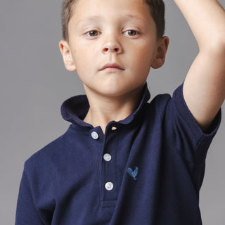 BOYS Navy Organic Pique Polo